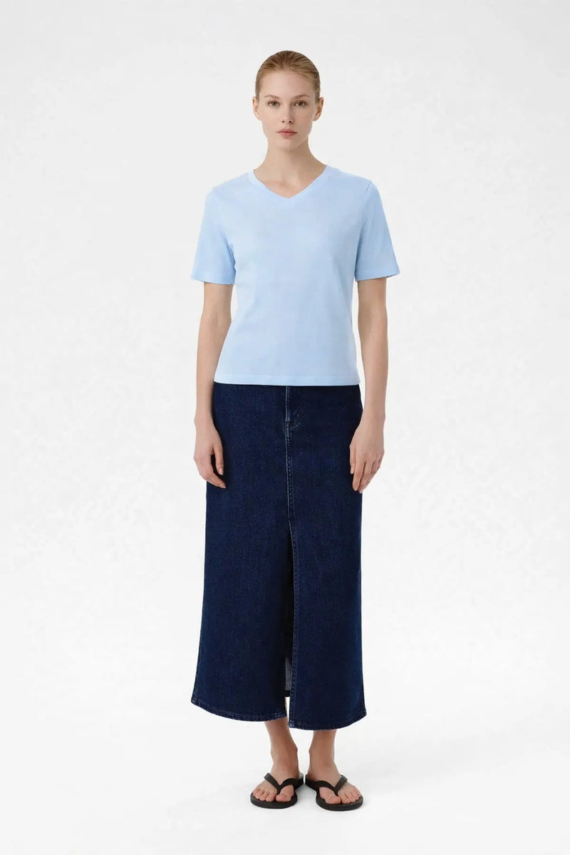 Bebe Mavi V Yaka Kısa Kollu Kadın Tişört