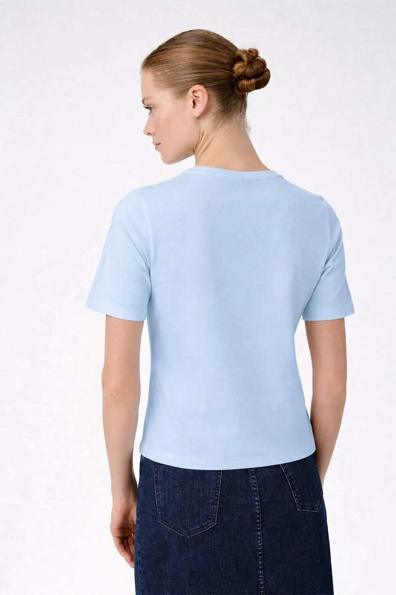 Bebe Mavi V Yaka Kısa Kollu Kadın Tişört