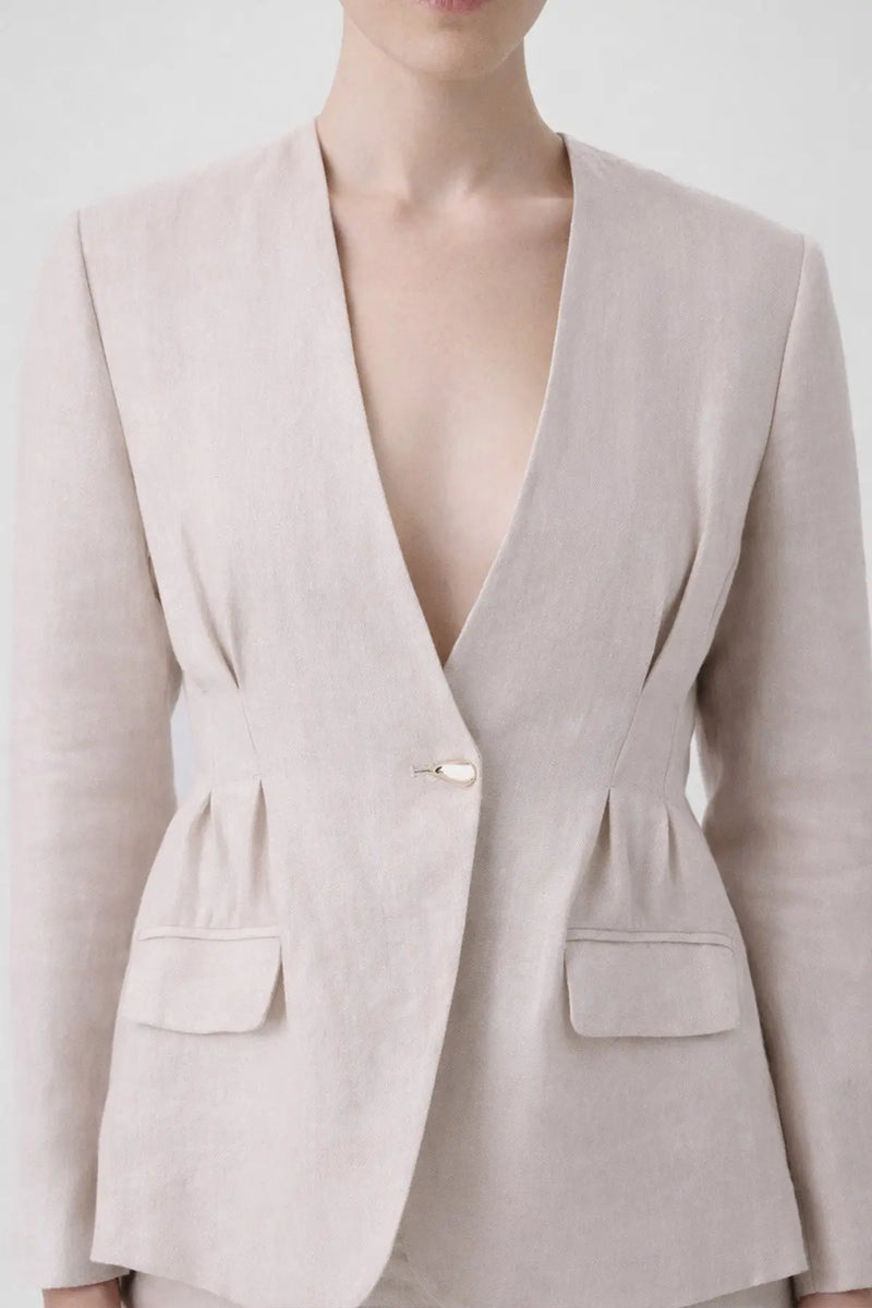 Taş Tek Düğmeli Kadın Blazer Ceket