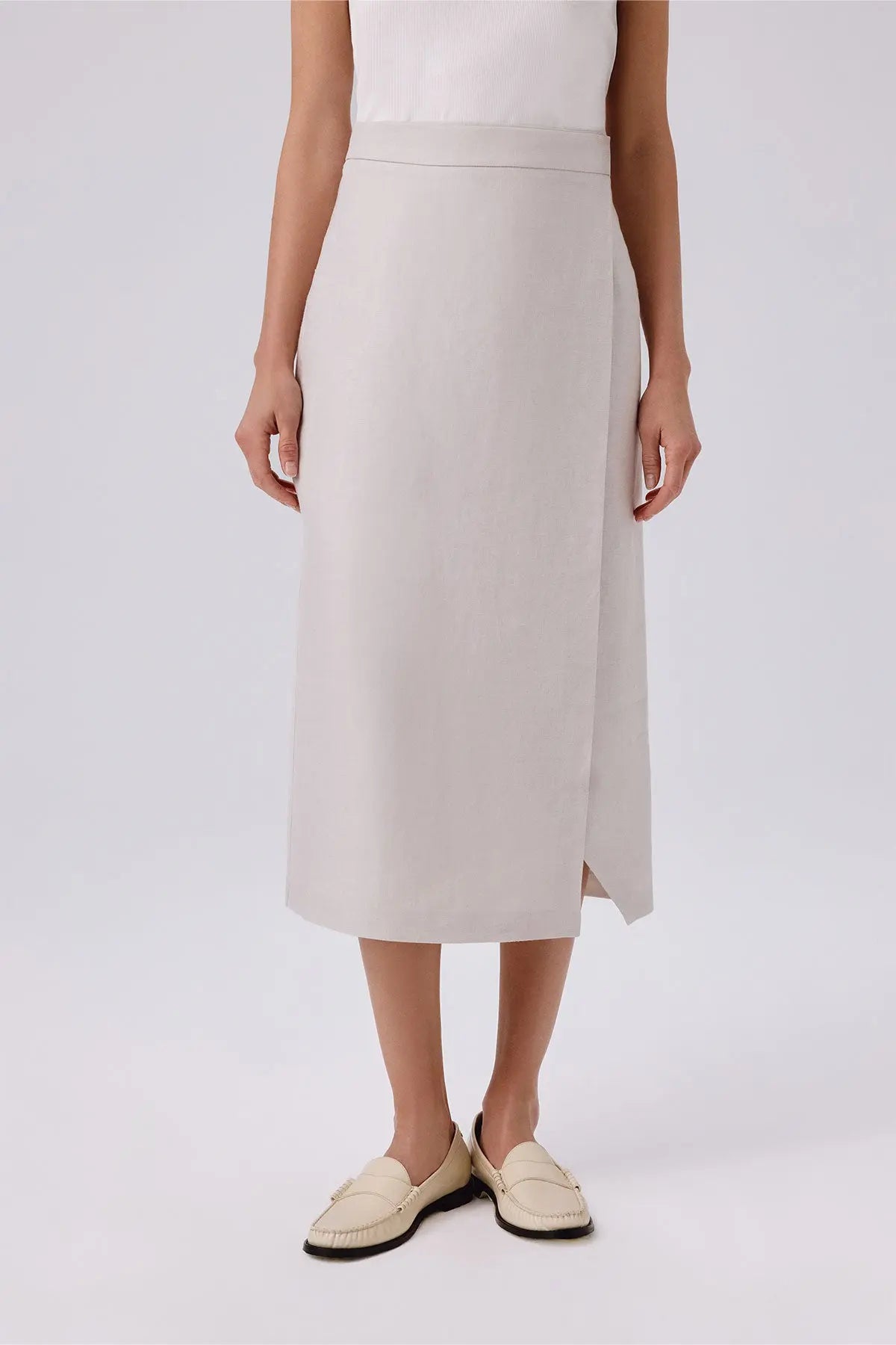 Taş Kruvaze Asimetrik Yırtmaçlı Midi Etek  Mısırlı 1951