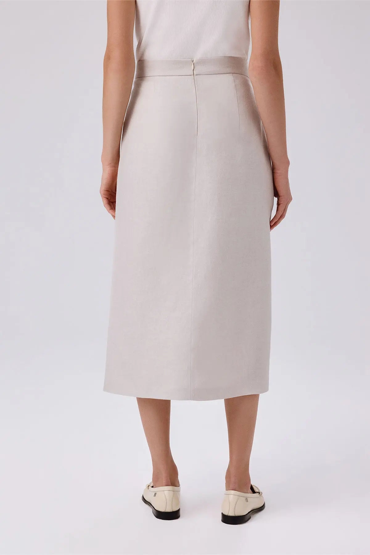 Taş Kruvaze Asimetrik Yırtmaçlı Midi Etek  Mısırlı 1951