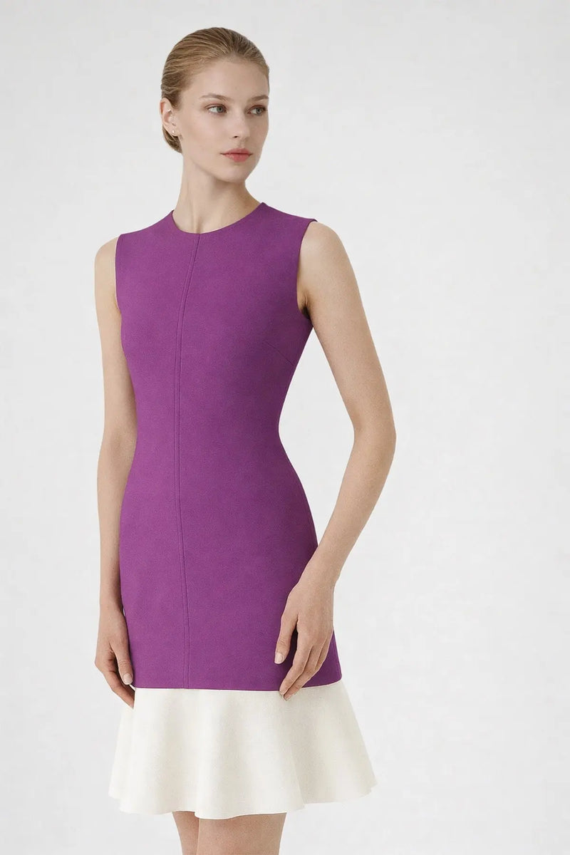 Mor Eteği Fırfırlı Kolsuz Mini Elbise  Mısırlı 1951