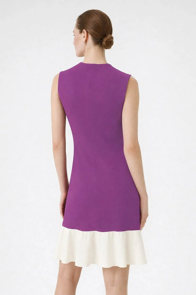 Mor Eteği Fırfırlı Kolsuz Mini Elbise  Mısırlı 1951