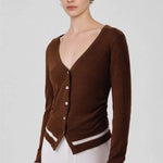 Kahverengi Beli Büzgülü Kadın Hırka  Mısırlı 1951