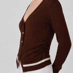 Kahverengi Beli Büzgülü Kadın Hırka  Mısırlı 1951