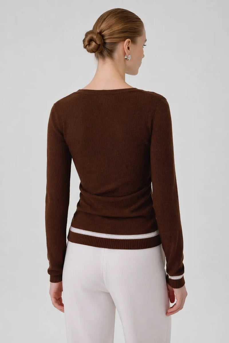 Kahverengi Beli Büzgülü Kadın Hırka