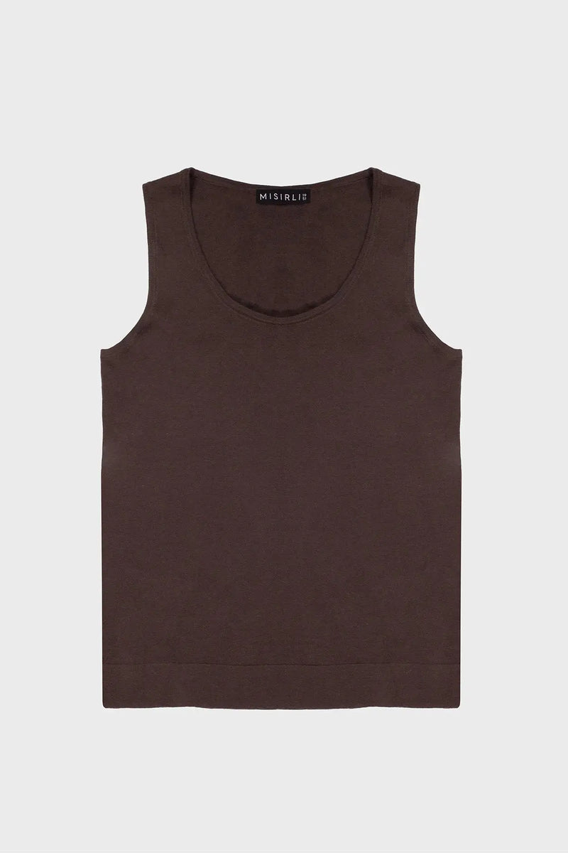 Acı Kahve Kalın Askılı Triko Kadın Atlet  Mısırlı 1951