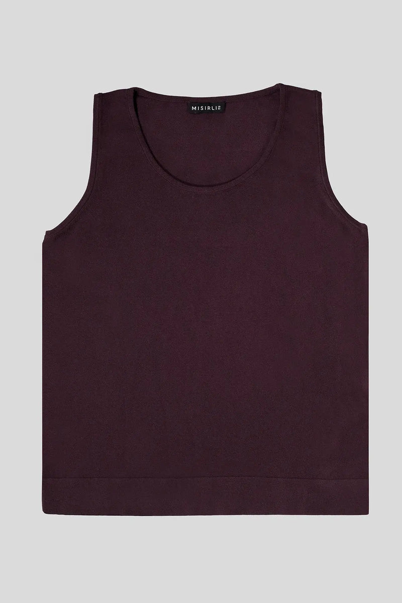 Mürdüm Kalın Askılı Triko Kadın Atlet  Mısırlı 1951