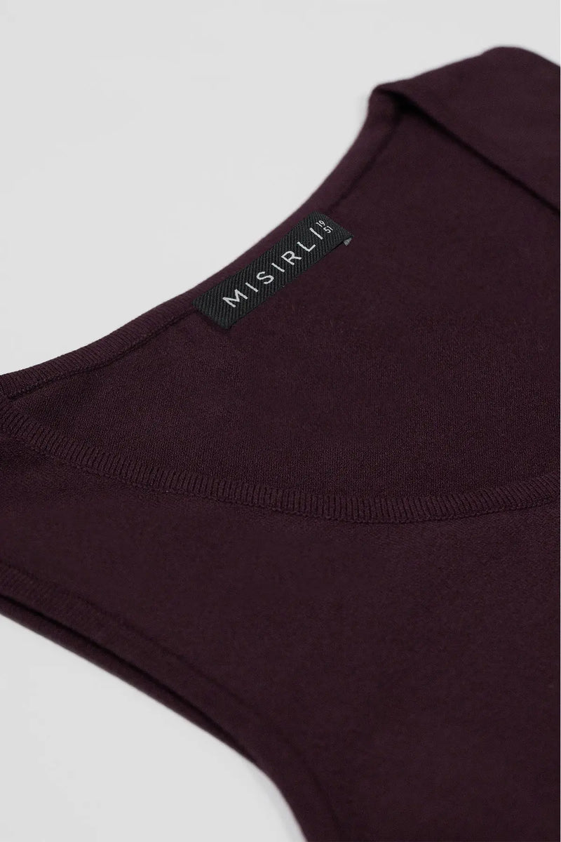 Mürdüm Kalın Askılı Triko Kadın Atlet  Mısırlı 1951