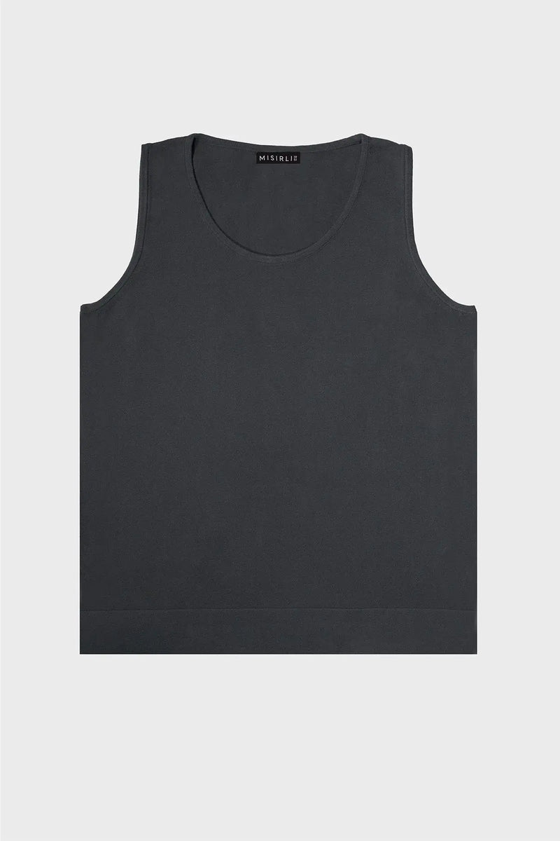 Koyu Gri Kalın Askılı Triko Kadın Atlet  Mısırlı 1951