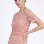 Gül Kurusu Dantelli Kısa Kollu Bluz  Mısırlı 1951