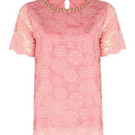 Gül Kurusu Dantelli Kısa Kollu Bluz  Mısırlı 1951