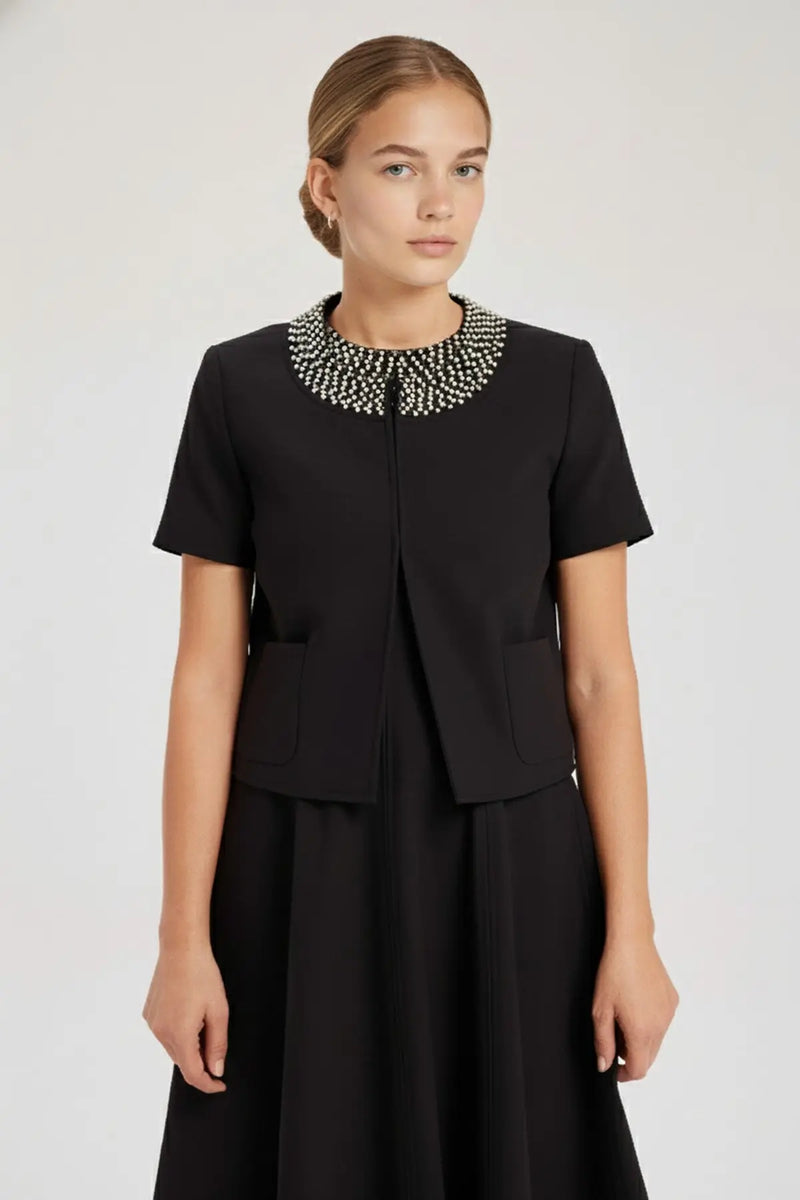 Siyah İnci ve Taş İşlemeli Kadın Ceket  Mısırlı 1951