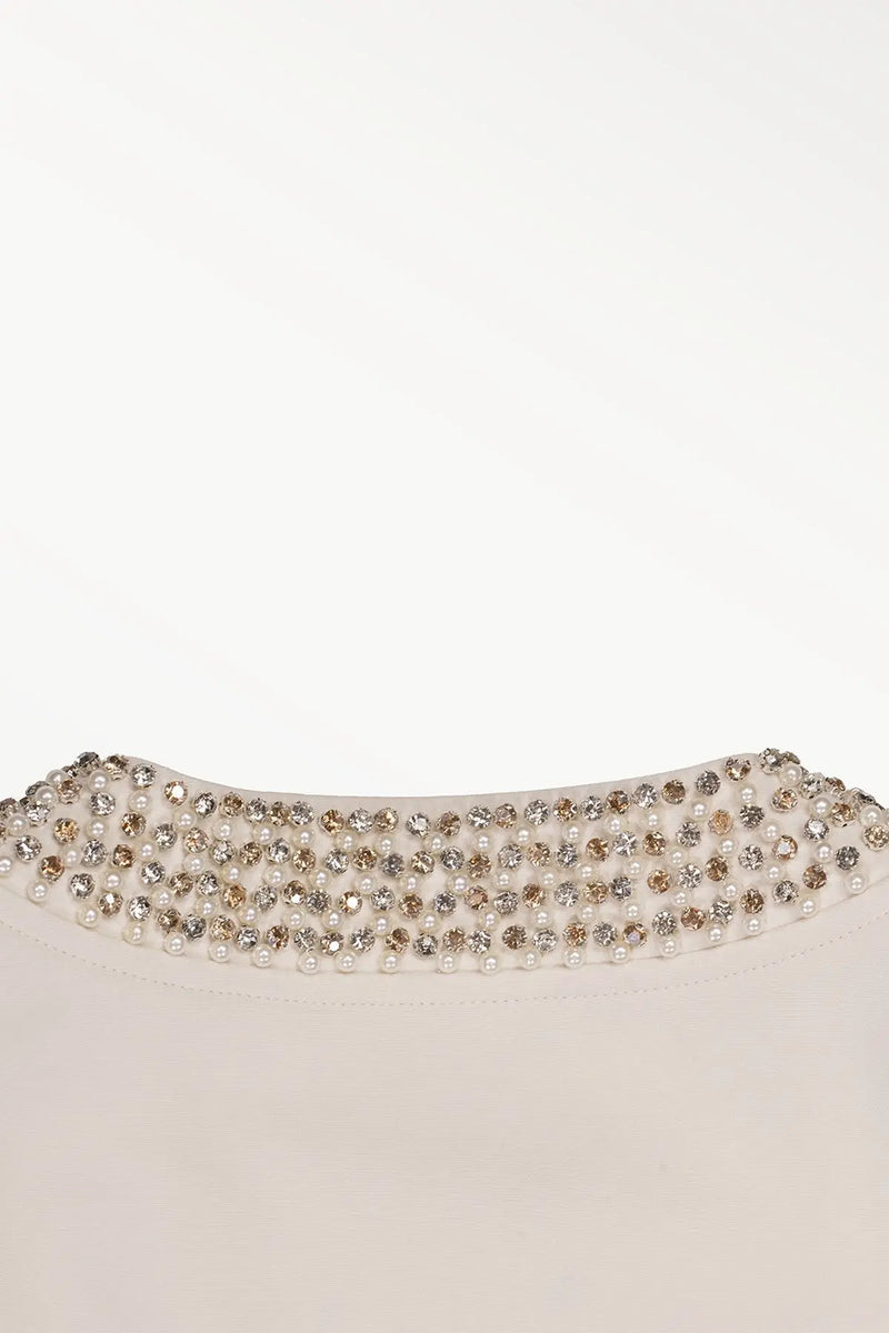 Ekru İnci ve Taş İşlemeli Kadın Ceket  Mısırlı 1951