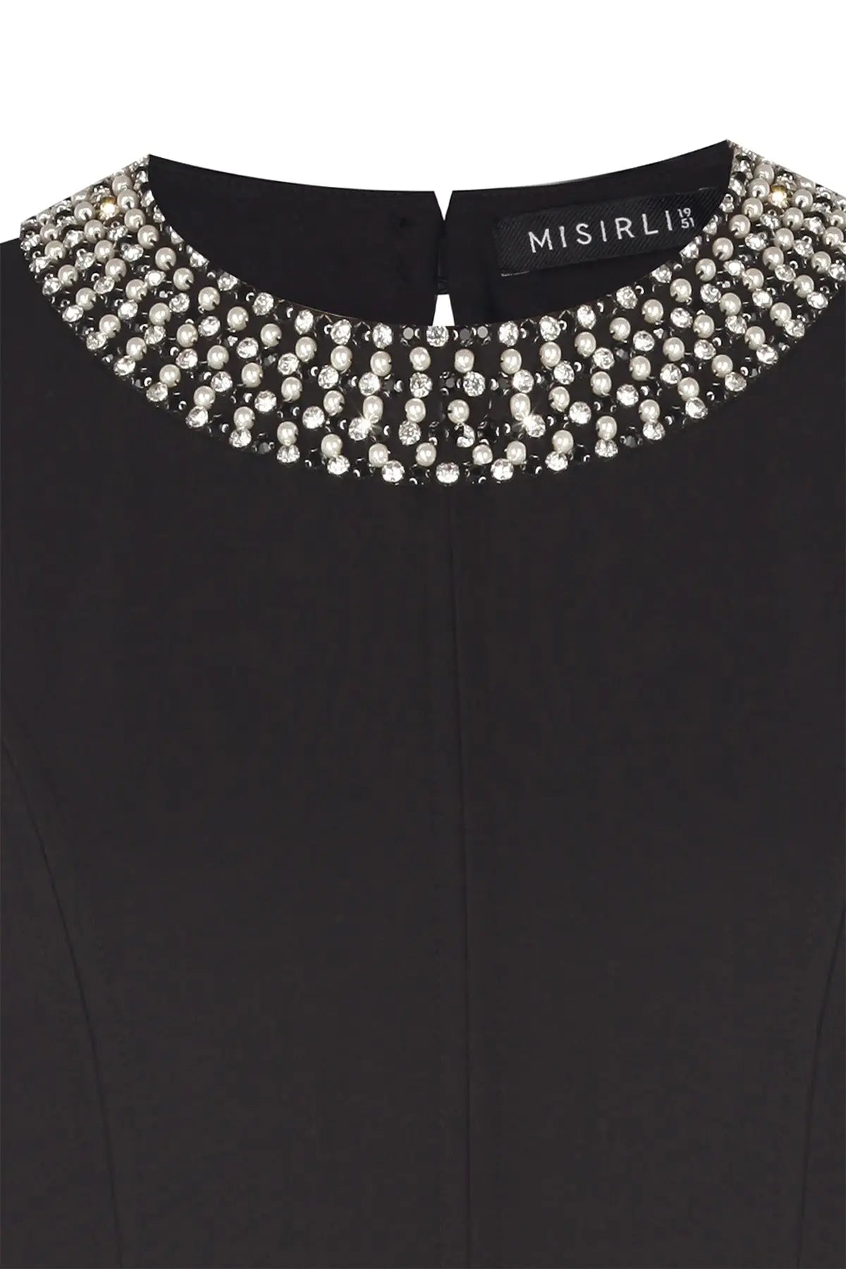 Siyah Yakası Taş İşlemeli Mini Elbise  Mısırlı 1951