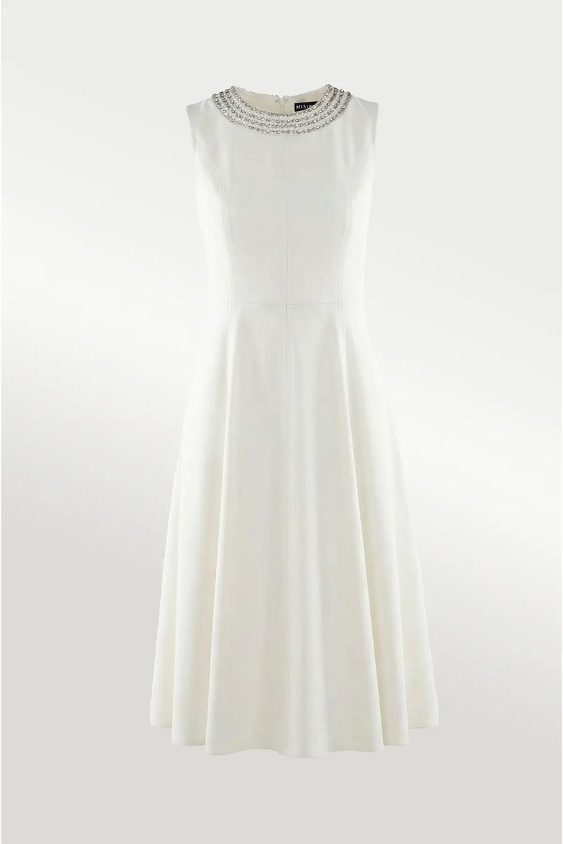 Ekru Yakası Taş İşlemeli Mini Elbise  Mısırlı 1951