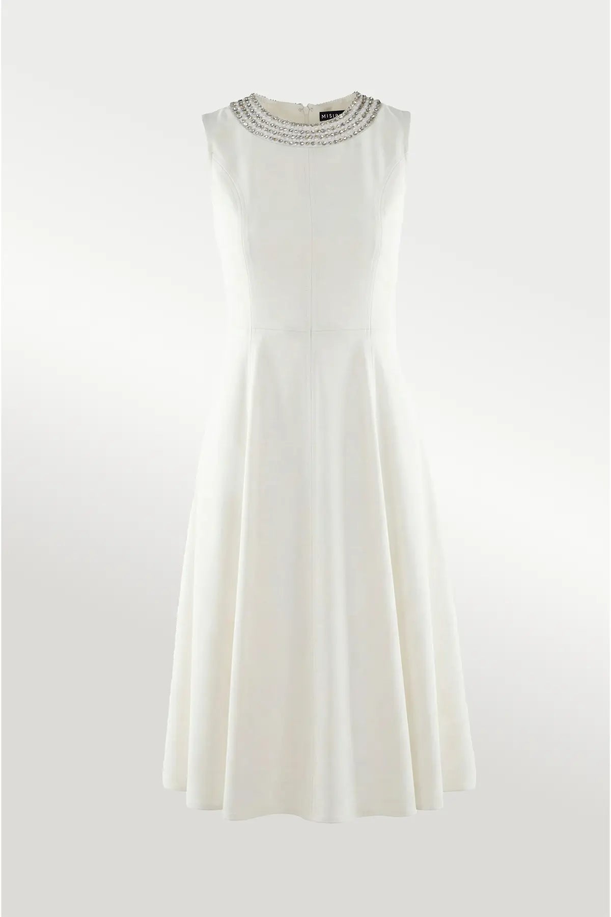 Ekru Yakası Taş İşlemeli Mini Elbise  Mısırlı 1951