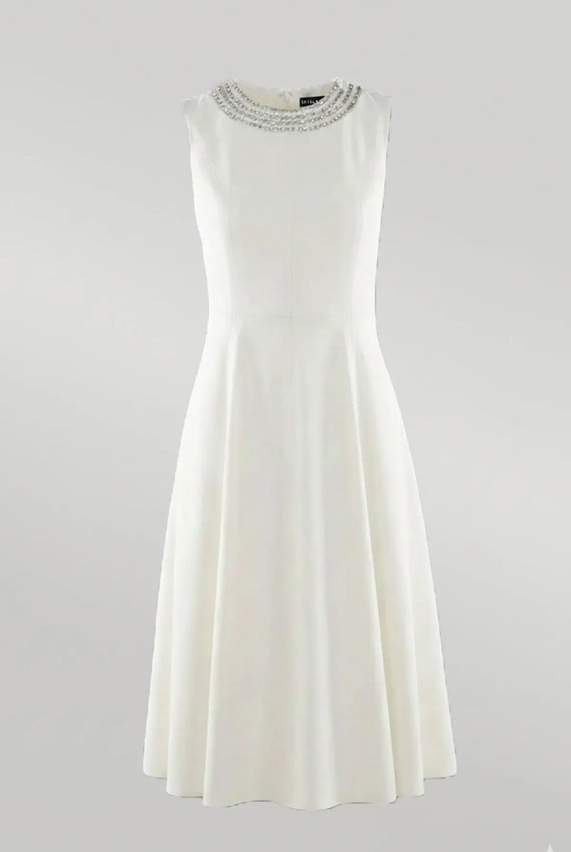 Ekru Yakası Taş İşlemeli Mini Elbise  Mısırlı 1951