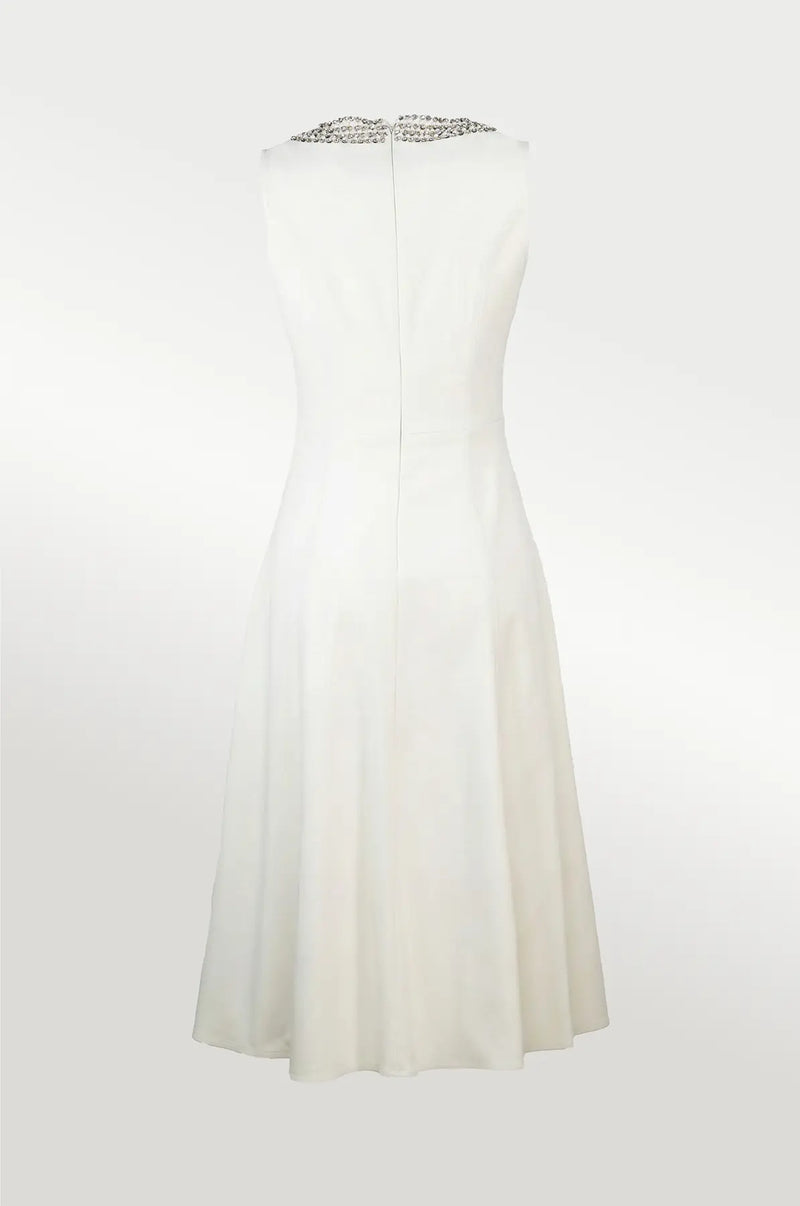 Ekru Yakası Taş İşlemeli Mini Elbise  Mısırlı 1951