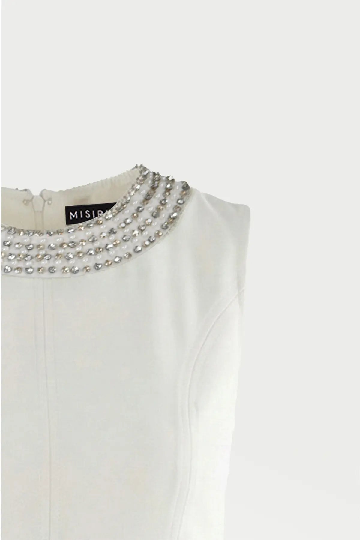 Ekru Yakası Taş İşlemeli Mini Elbise  Mısırlı 1951