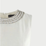 Ekru Yakası Taş İşlemeli Mini Elbise  Mısırlı 1951