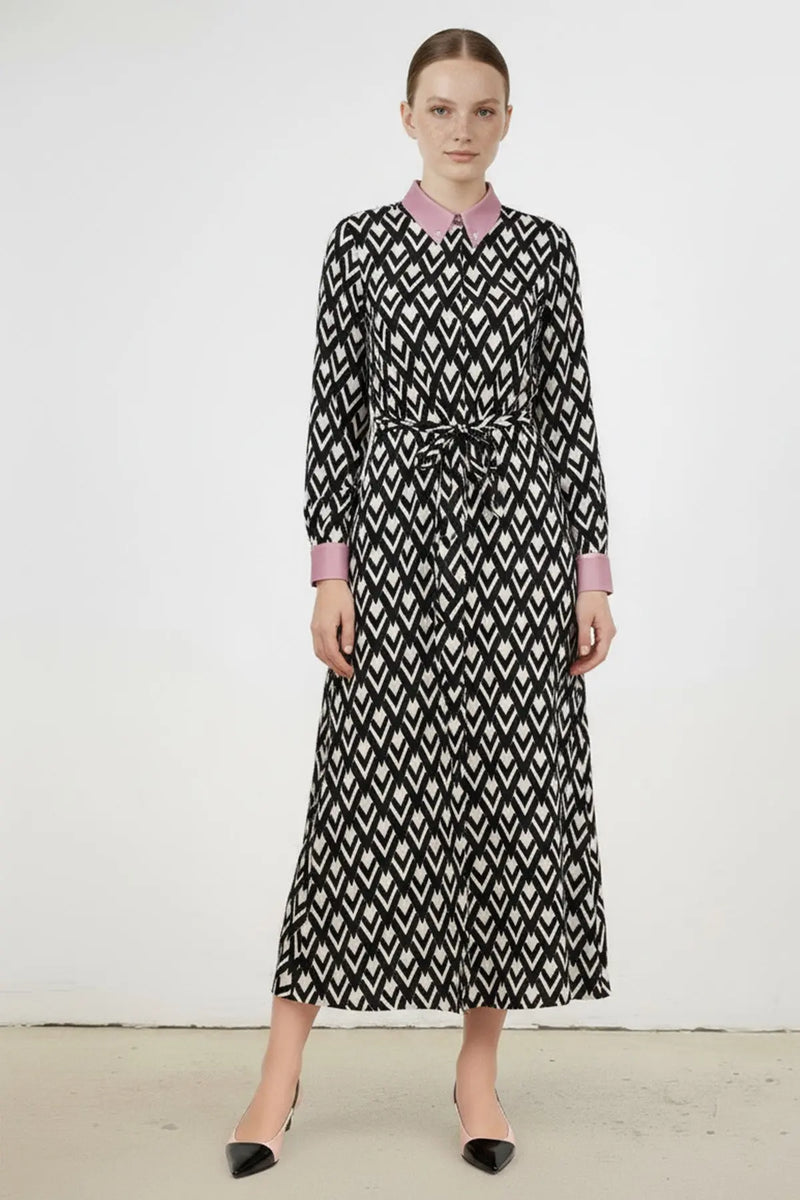 Multicolor Geometrik Desenli Gömlek Elbise  Mısırlı 1951