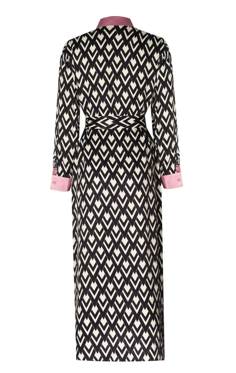 Multicolor Geometrik Desenli Gömlek Elbise