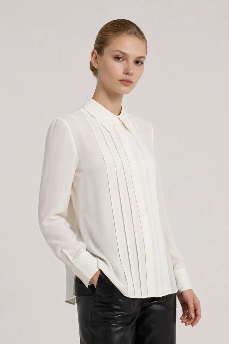 Ekru Pilise Detaylı Kadın Gömlek  Mısırlı 1951