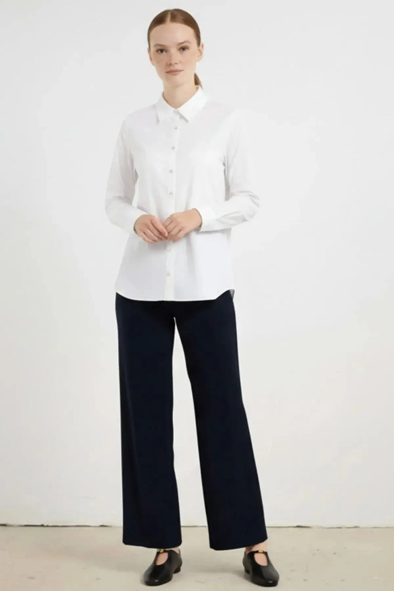 Ekru Taşlı Düğmeli Uzun Kollu Kadın Gömlek  Mısırlı 1951