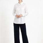 Ekru Taşlı Düğmeli Uzun Kollu Kadın Gömlek