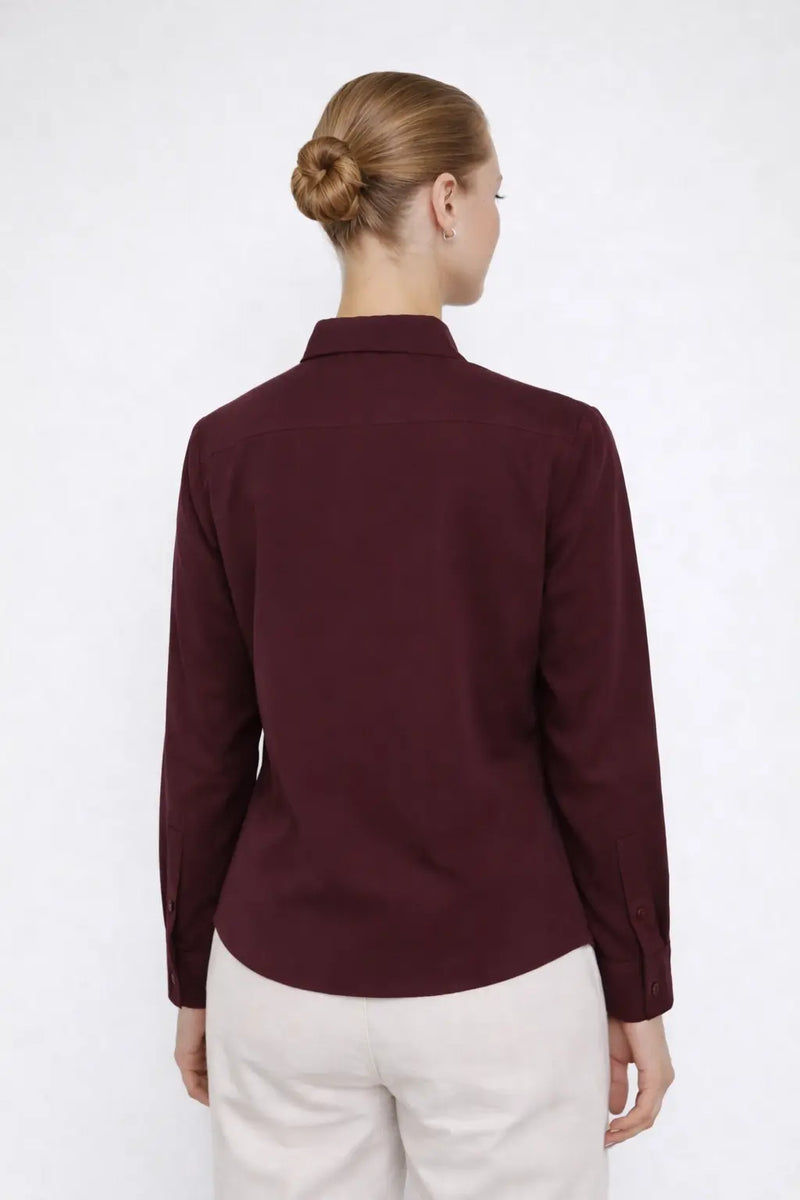 Bordo Cep Detaylı Kadın Gömlek  Mısırlı 1951