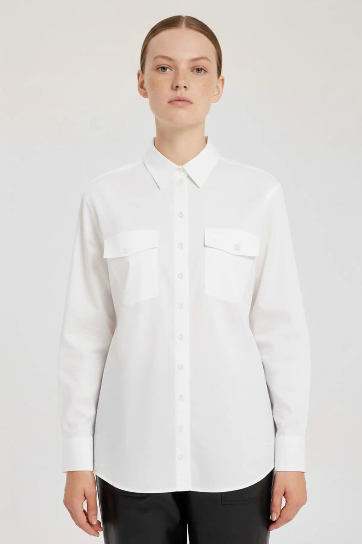 Ekru Cep Detaylı Kadın Gömlek  Mısırlı 1951