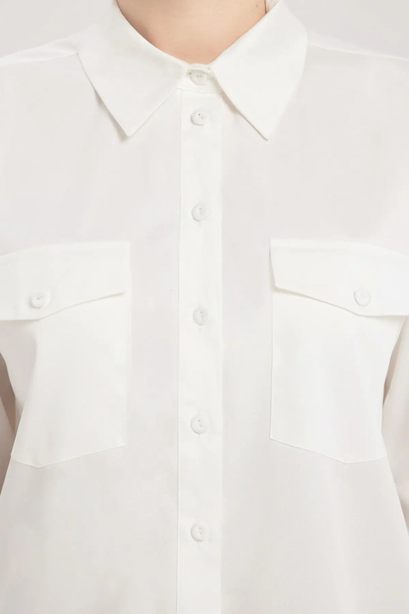 Ekru Cep Detaylı Kadın Gömlek  Mısırlı 1951