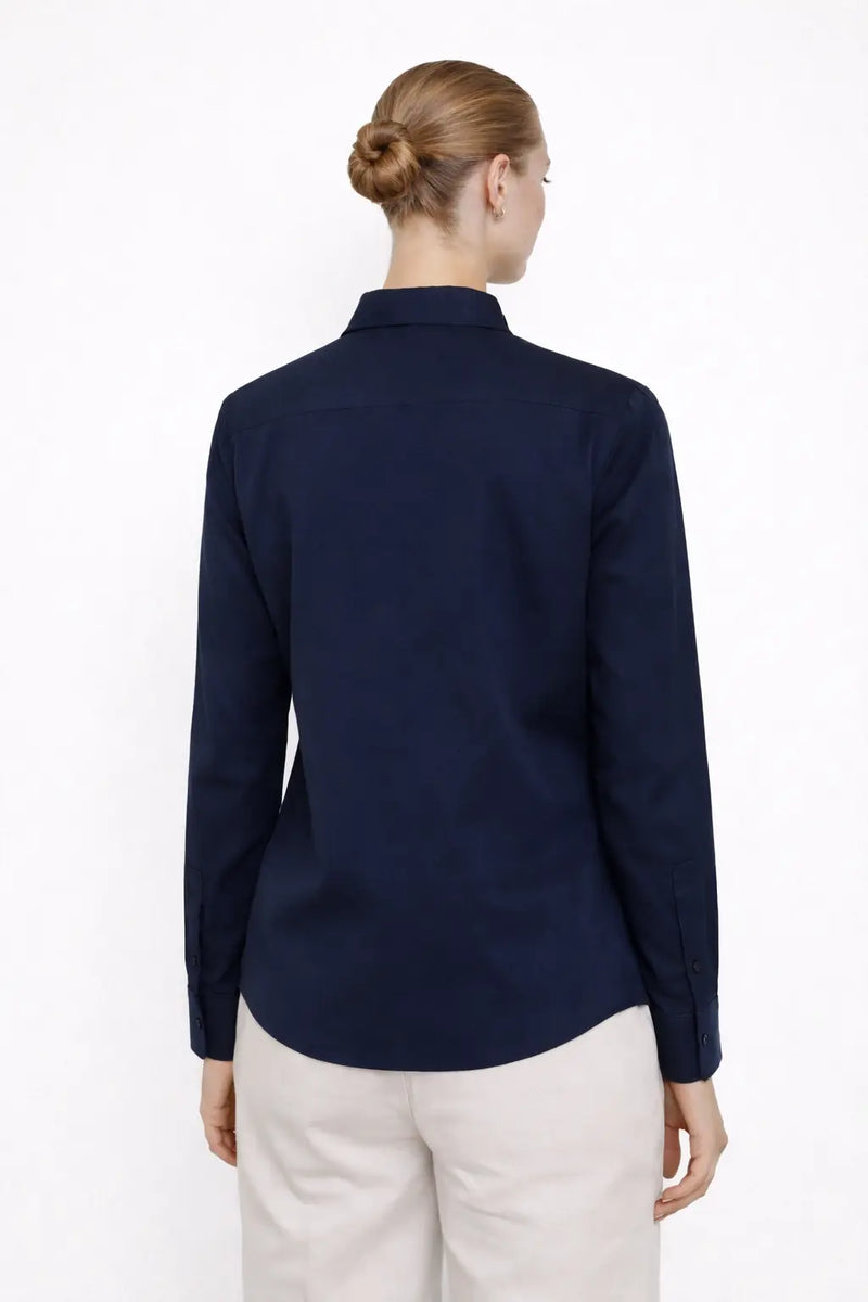 Lacivert Cep Detaylı Kadın Gömlek  Mısırlı 1951