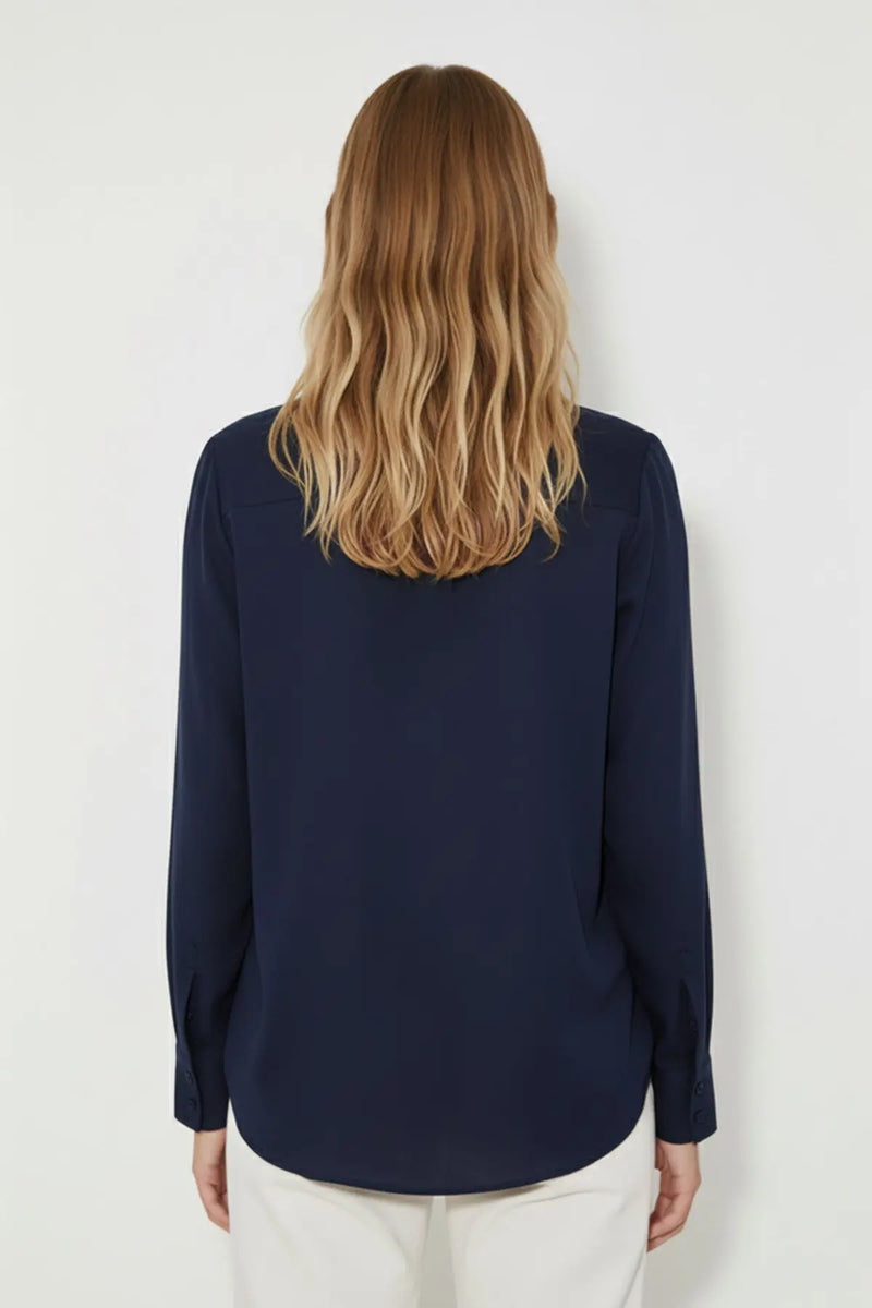 Lacivert Cep Detaylı Kadın Gömlek  Mısırlı 1951