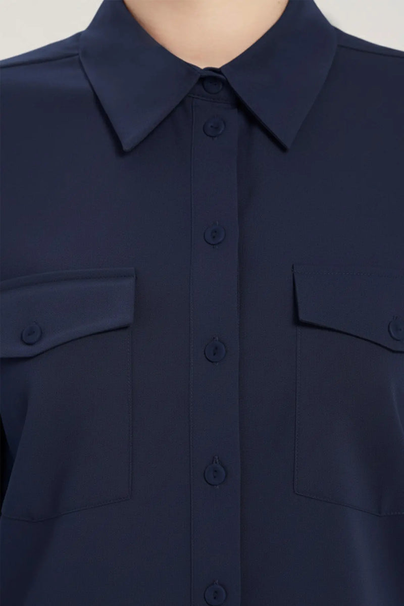 Lacivert Cep Detaylı Kadın Gömlek  Mısırlı 1951