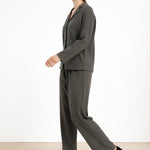 Koyu Gri Beli Bağcıklı Kadın Pantolon