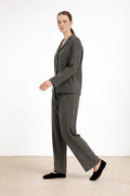 Koyu Gri Beli Bağcıklı Kadın Pantolon