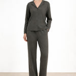 Koyu Gri Beli Bağcıklı Kadın Pantolon