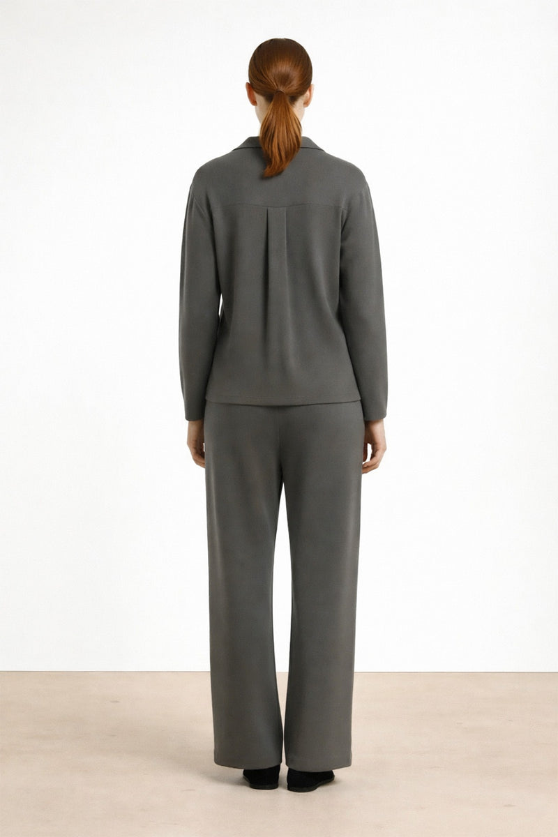 Koyu Gri Beli Bağcıklı Kadın Pantolon