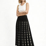 Siyah Beyaz Geometrik Desenli Pileli Etek - Mısırlı 1951