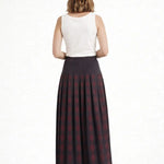 Acı Kahve Mürdüm Geometrik Desenli Pileli Etek - Mısırlı 1951