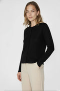 Siyah Bisiklet Yaka Düğmeli Kadın Hırka