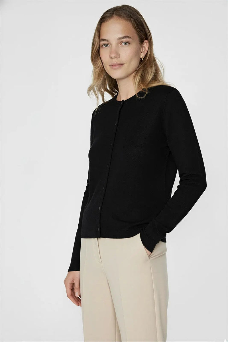 Siyah Bisiklet Yaka Düğmeli Kadın Hırka  Mısırlı 1951