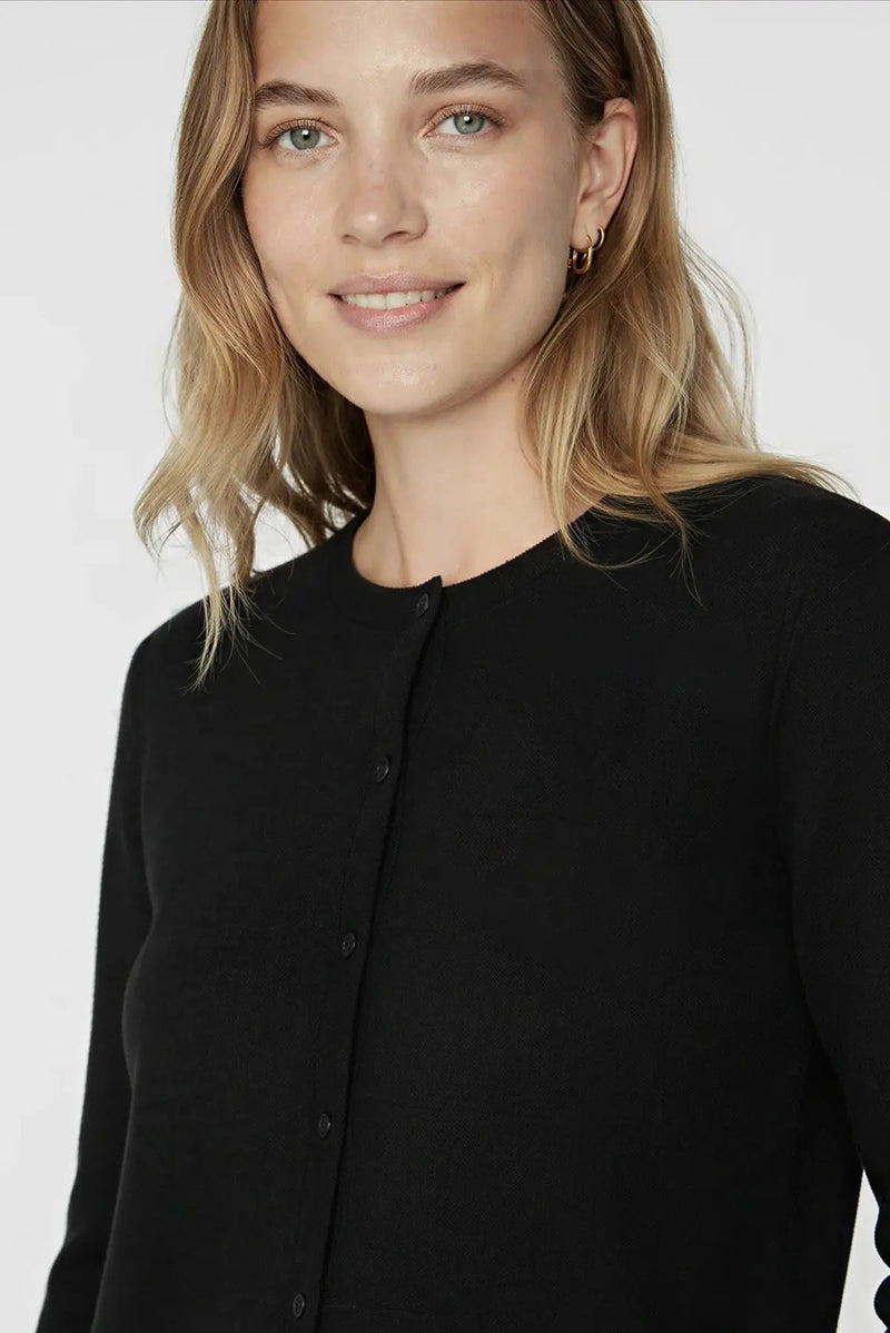 Siyah Bisiklet Yaka Düğmeli Kadın Hırka  Mısırlı 1951