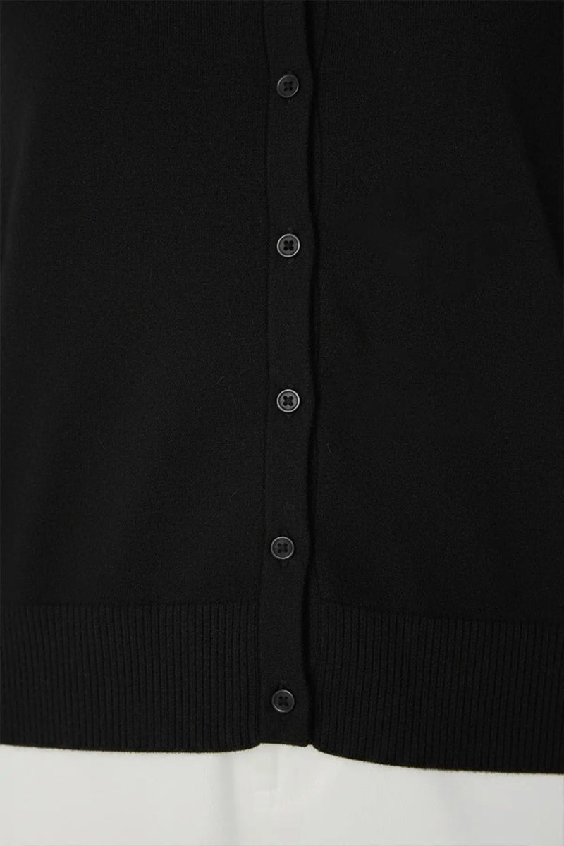 Siyah Bisiklet Yaka Düğmeli Kadın Hırka  Mısırlı 1951