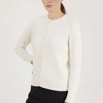 Ekru Bisiklet Yaka Düğmeli Kadın Hırka  Mısırlı 1951