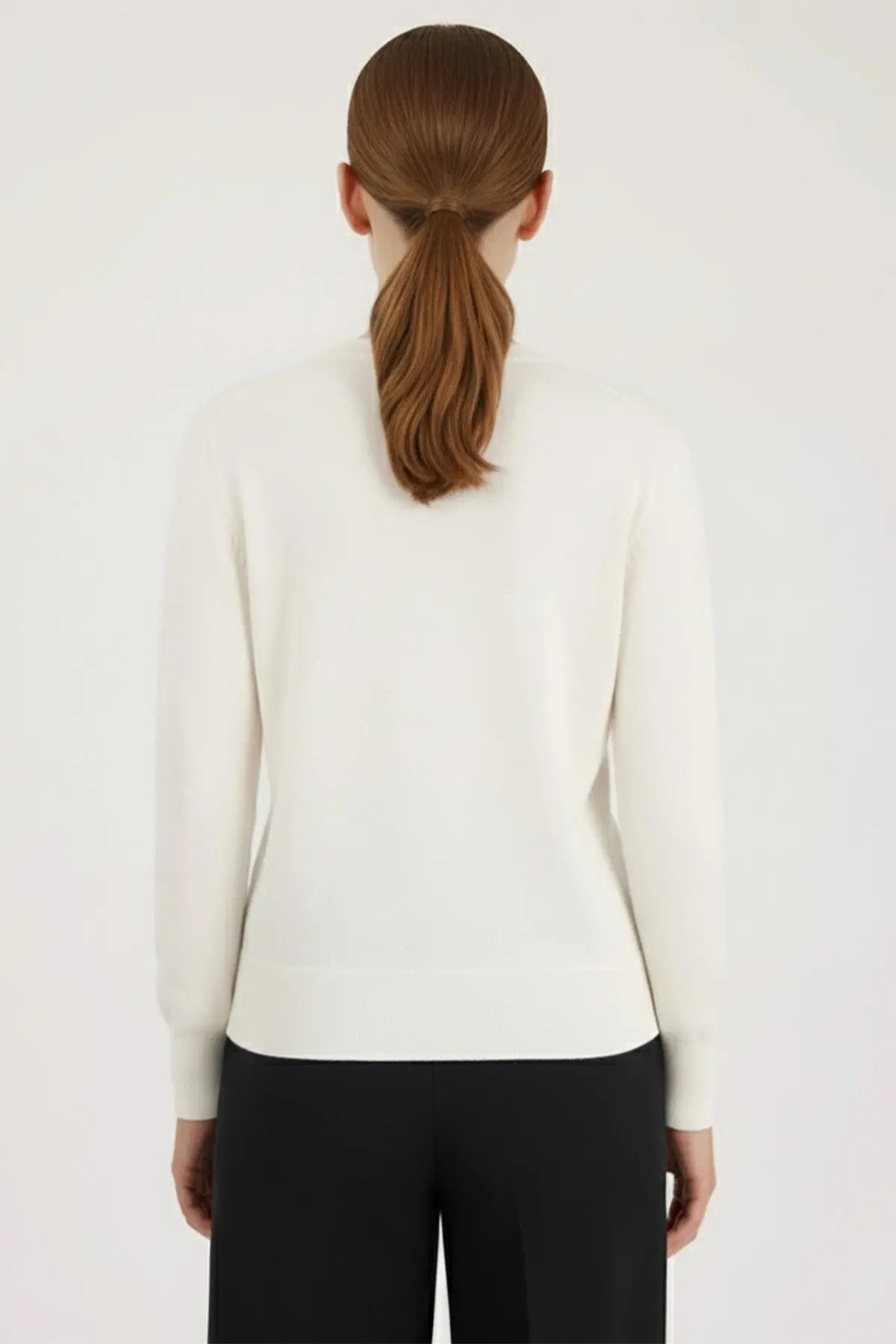 Ekru Bisiklet Yaka Düğmeli Kadın Hırka  Mısırlı 1951