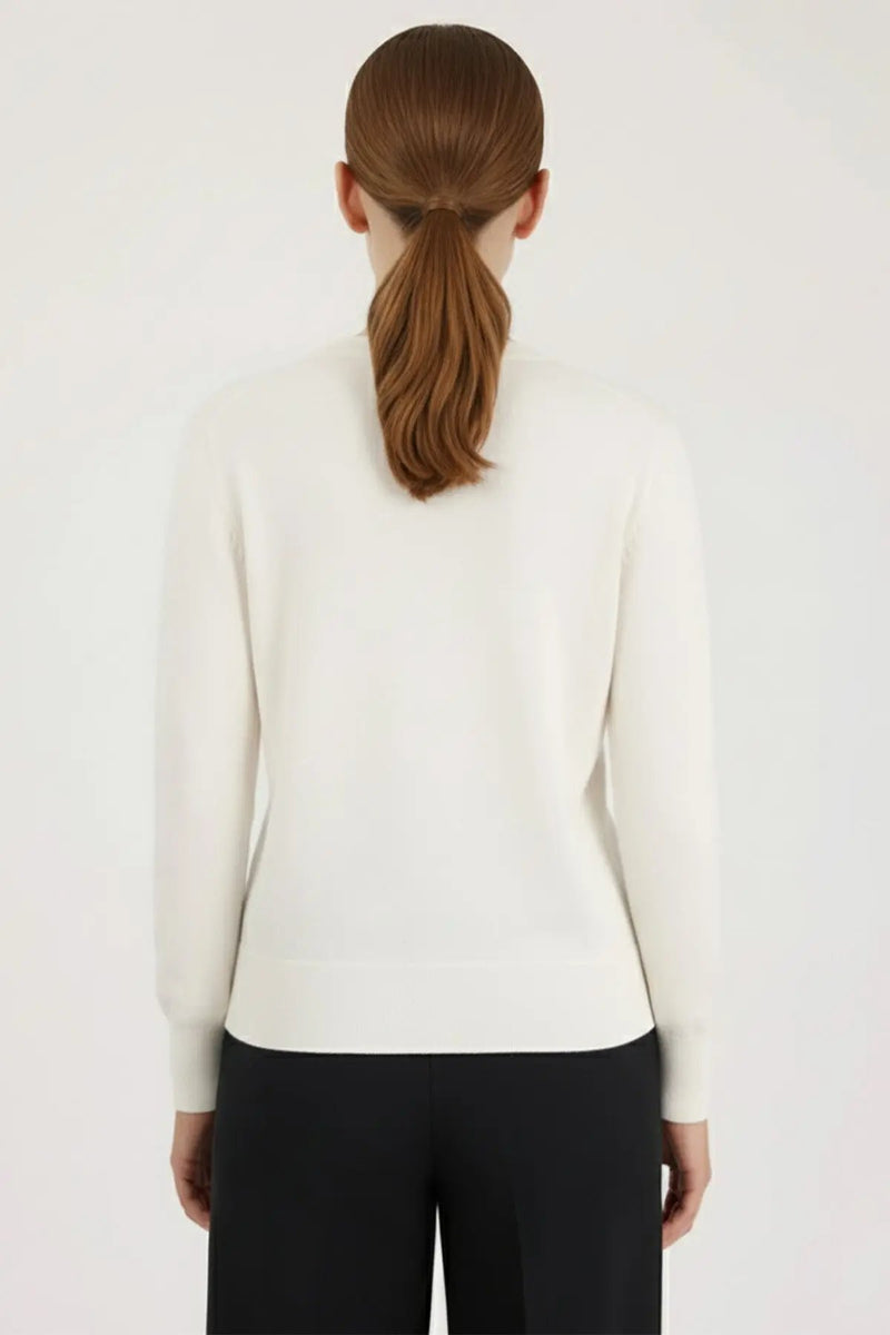 Ekru Bisiklet Yaka Düğmeli Kadın Hırka  Mısırlı 1951