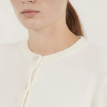 Ekru Bisiklet Yaka Düğmeli Kadın Hırka  Mısırlı 1951